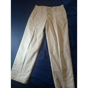 L.L.‎ Bean Flannel Lined Chino Pants Mens 36x32 Beige Khakis Flat Front Pockets